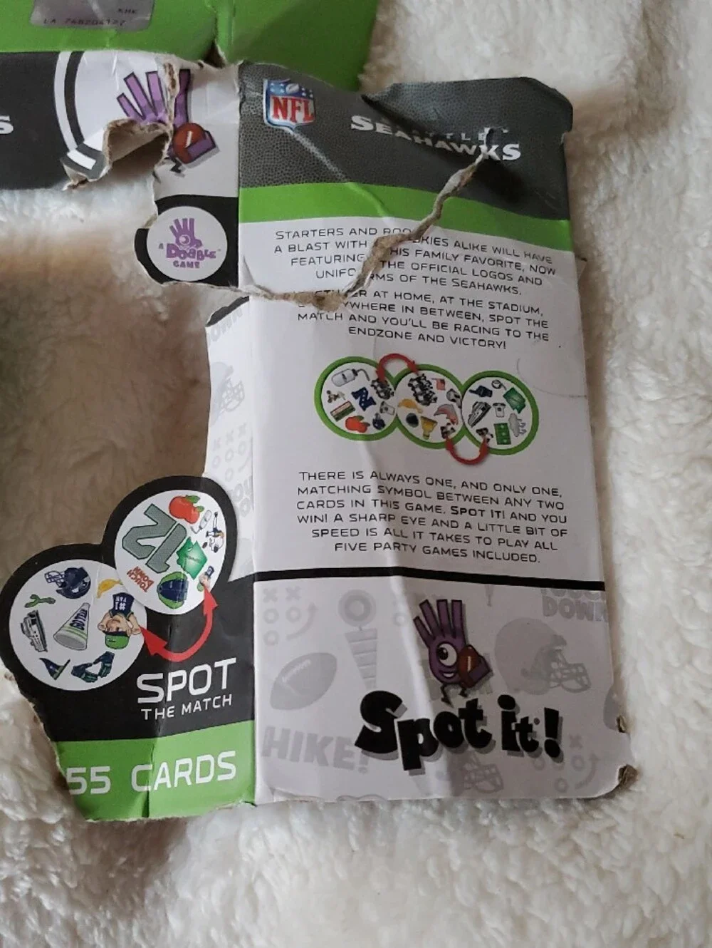 Spot It! NFL Seattle Seahawks Card Game | Family Travel Game | New/Open Box